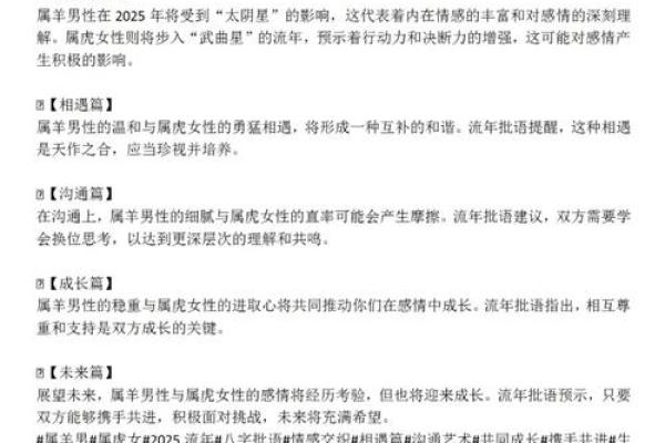属羊男和属虎女婚配解析：他们是否能走到一起