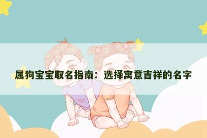属狗宝宝取名指南：选择寓意吉祥的名字