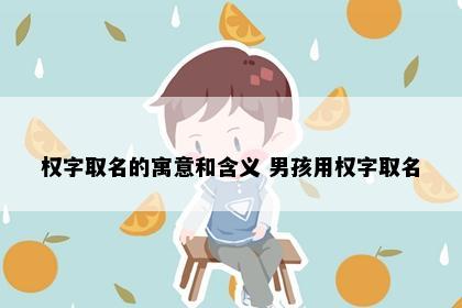 权字取名的寓意和含义 男孩用权字取名
