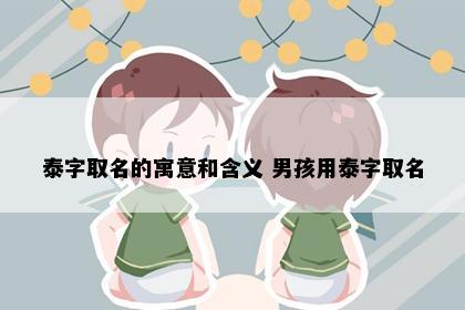 泰字取名的寓意和含义 男孩用泰字取名