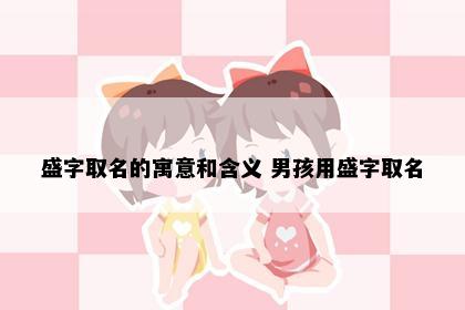 盛字取名的寓意和含义 男孩用盛字取名