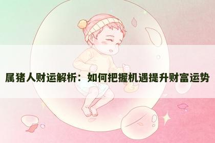 属猪人财运解析：如何把握机遇提升财富运势