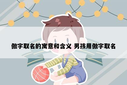 傲字取名的寓意和含义 男孩用傲字取名