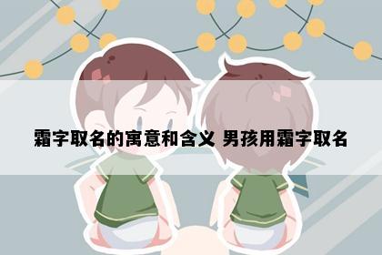 霜字取名的寓意和含义 男孩用霜字取名