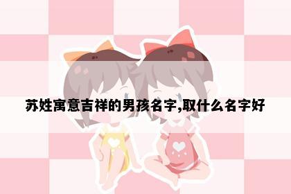 苏姓寓意吉祥的男孩名字,取什么名字好