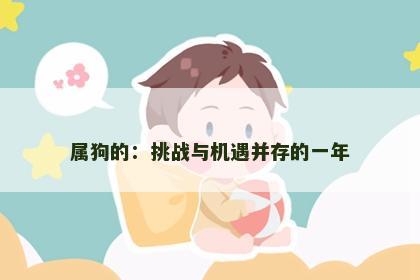 属狗的：挑战与机遇并存的一年