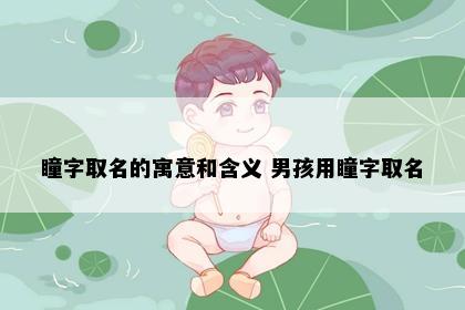 瞳字取名的寓意和含义 男孩用瞳字取名